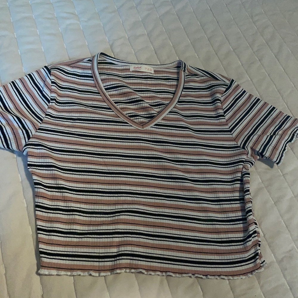 Pink and black stripped crop top